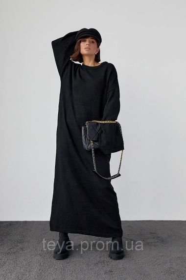 В'язане плаття oversize завдовжки максі колір чорний розмір S FL_000894