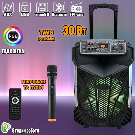 Портативная акустическая система с караоке микрофоном Bluetooth XPRO CH1201 (MER-15645_2727) | Зображення 4