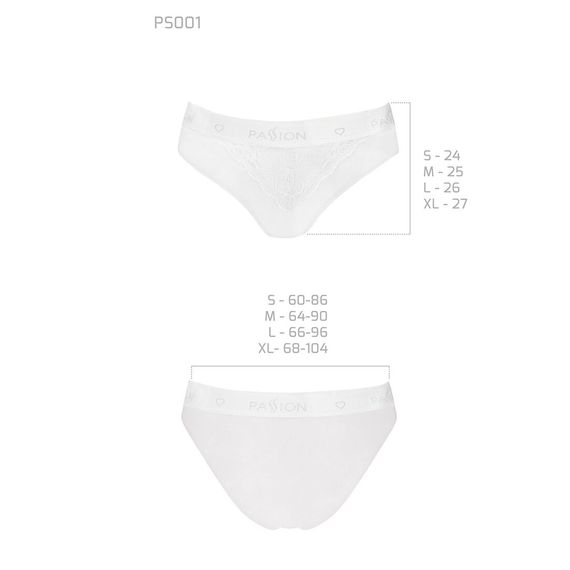 Трусики с широкой резинкой и кружевом Passion PS001 PANTIES S, white | Зображення 4