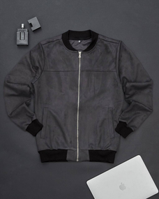 Бомбер замшевый графит S L