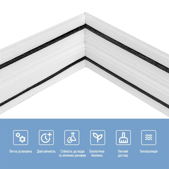 Плінтус РР самоклеючий білий з чорною смужкою 2300*140*4мм (D) SW-00001810 | Зображення 4