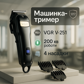 Стильная машинка для стрижки VGR, Триммер с насадками разной длины, Машинка для стрижки волос хороша MC-19