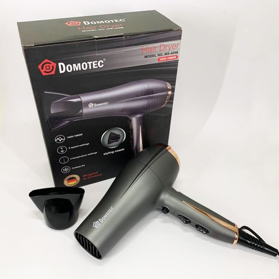 Портативный фен для укладки волос Domotec, Фен электрический с насадками для разных типов волос FT-79 | Зображення 5