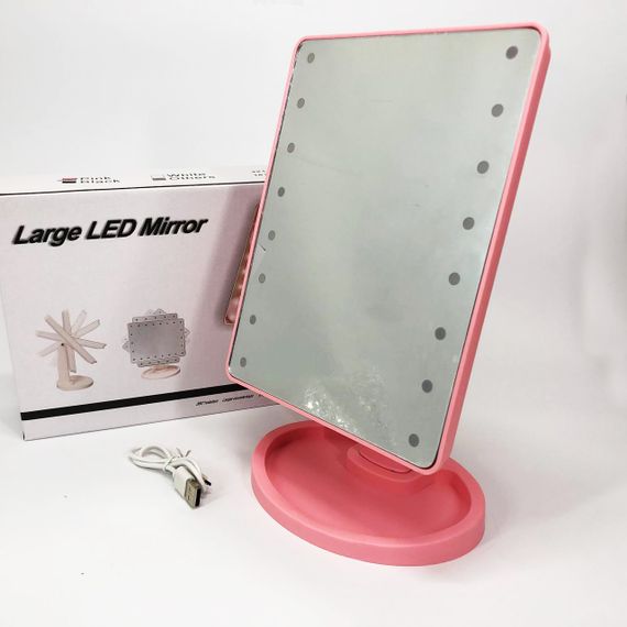 Зеркало для макияжа с 16 LED подсветкой Mirror, косметическое зеркало с подсветкой. Цвет: розовый | Зображення 3