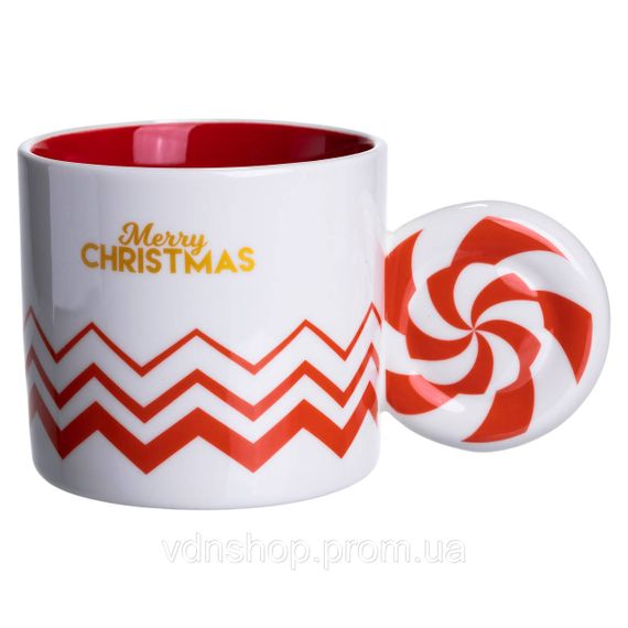 Чашка порцелянова новорічна Merry Christmas 350 (мл) Біла з червоним Yiwu FM-CS-51WR | Зображення 1