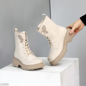 Бежеві зимові високі черевики натуральна шкіра доступна ціна