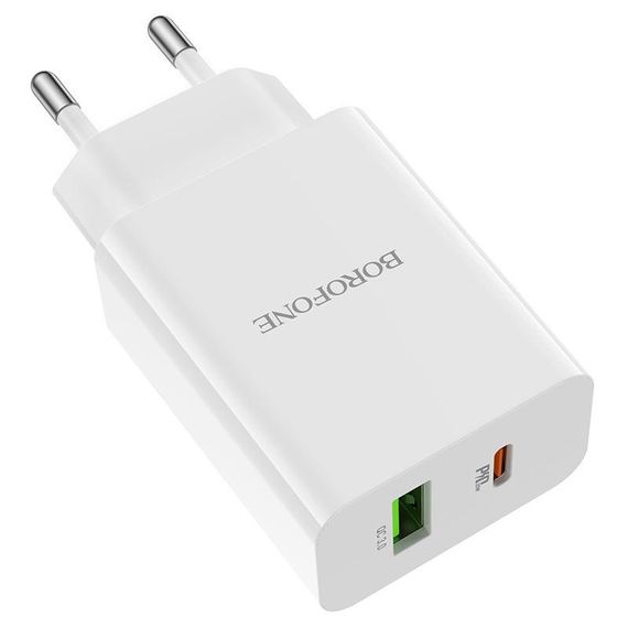 СЗУ BOROFONE BA56A, PD20W+Q3.0, 1xUSB-A+1xUSB-C, 20W, White, Box | Зображення 1