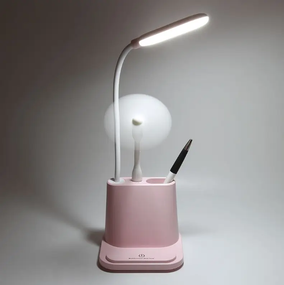 Розовая Аккумуляторная Настольная LED лампа Bionic Desk Lamp c USB выходом, органайзером и подставкой для смартфона