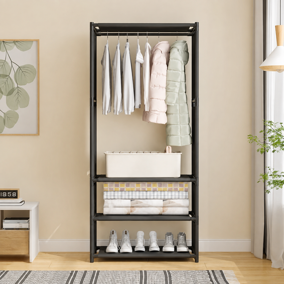 Розкладна шафа-стелаж RIAS YH7702-1 з полицею для взуття 170x60x36 см Black | Зображення 2
