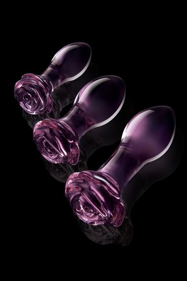 Набір анальних пробок DreamToys Glaze Glass Rosebud скляний, рожевий, 3 шт. Sex Aura | Зображення 4