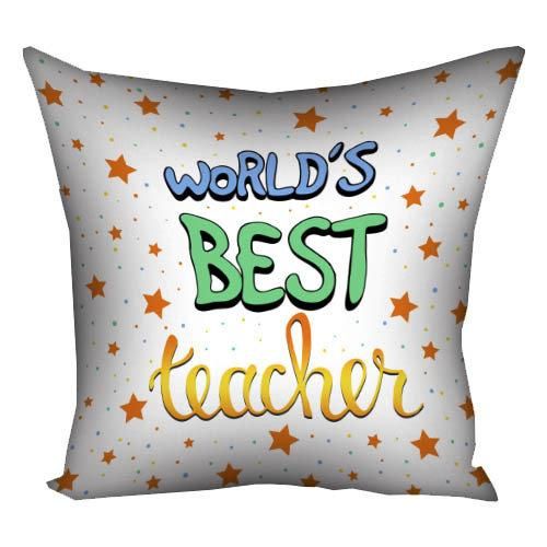 Подушка з принтом габардинова World's best teacher 50x50 (5P_18M009)