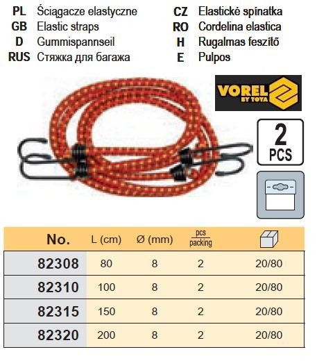 Стяжка багажу 200см х 8мм 2шт VOREL-82320