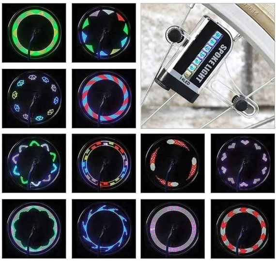 Разноцветная светодиодная вело подсветка колес велосипеда SPOKELIGHT L02 14 RGB LED 30 узоров | Зображення 3