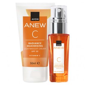 Набор 2-в-1 Avon «Максимальное сияние» с витамином C | Сыворотка 10% + крем для лица SPF50