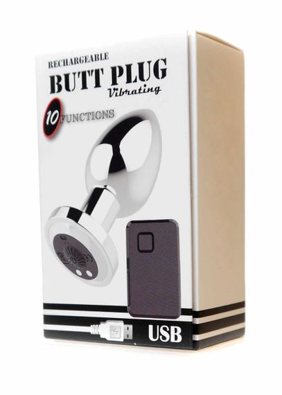 Анальна пробка - Rechargeable Butt Plug Vibrator Silver