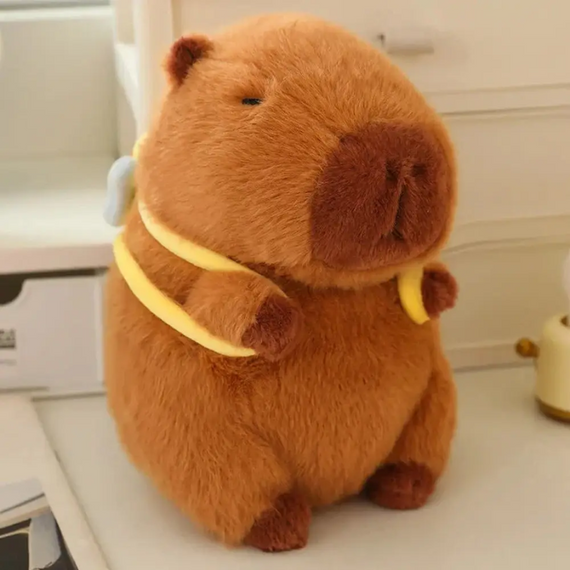 Плюшева капібара з рюкзаком у формі бджоли 29.5 см — іграшка для сну, ігор та інтер'єру, м'який гіпоалергенний подарунок