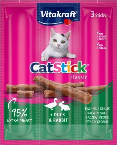 Ласощі для котів з кроликом та качкою Vitakraft Sticks Rabbit Duck, 3 шт х 6 гр