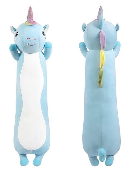 М'яка іграшка подушка Єдиноріг-батон плюшева 90 см Блакитний | Зображення 6
