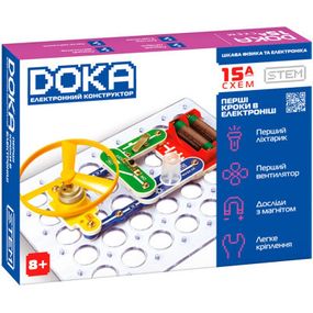 Конструктор DOKA електронний Перші кроки в електроніці (Набір А, 15 схем) (D70709)