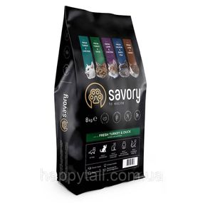 Корм сухой Savory Adult Cat Gourmand Fresh Turkey and Duck для котов-гурманов со свежей индейкой и уткой 8 кг