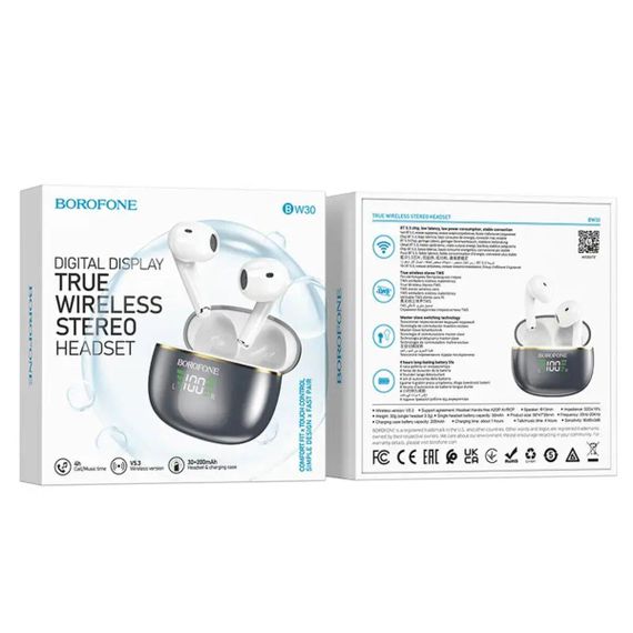 Беспроводные наушники BOROFONE BW30 Cheerful true wireless BT headset Bright Metal Gray | Зображення 4