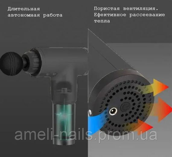 Ручной массажер для тела Портативний м'язовий масажер акумуляторний Fasical Gun KH-320 4 насадки | Зображення 2