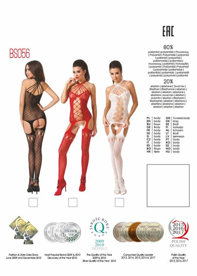 Бодістокінг BS056 Black Passion, з імітацією панчохи, чорний | Зображення 4