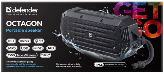Портативна акустика Defender Octagon Black (65039) | Зображення 7