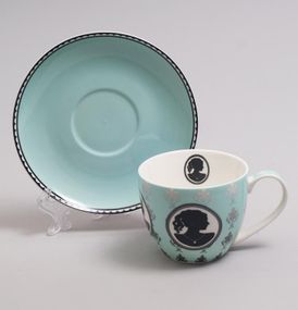 Чайний сервіз "Силует" 4 бірюзові чашки 280мл з блюдцями