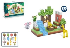 Конструктор My World Магнітні блоки 2.3 см з тваринками, 155 елементів