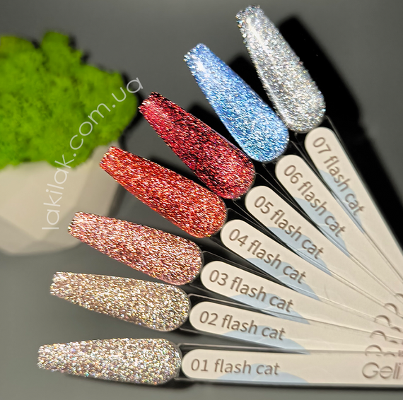 Светоотражающий гель-лак Gelix Flash Cat №3 (с эффектом кошачего глаза) 8мл | Зображення 2