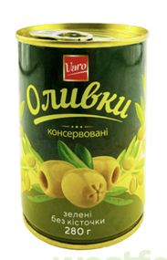 Оливки зелені без кісточок у бляшаній банці VARO, 280 г/б