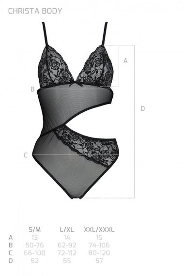 Боді з ажурним ліфом Passion CHRISTA BODY S/M, black Sex Aura | Зображення 4