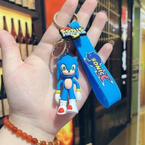 Брелок Сонік із мультфільму (Sonic the Hedgehog) на карабіні з ремінцем Брелок фігурка Сонік для ключів і рюкзака Блакитний
