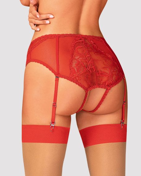 Трусики-пояс для чулок Obsessive Dagmarie Красные M/L | Зображення 1