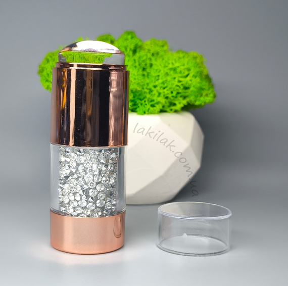 Двойной силиконовый штамп для стемпинга с серебряными стразами (диаметр 25мм) | Зображення 1