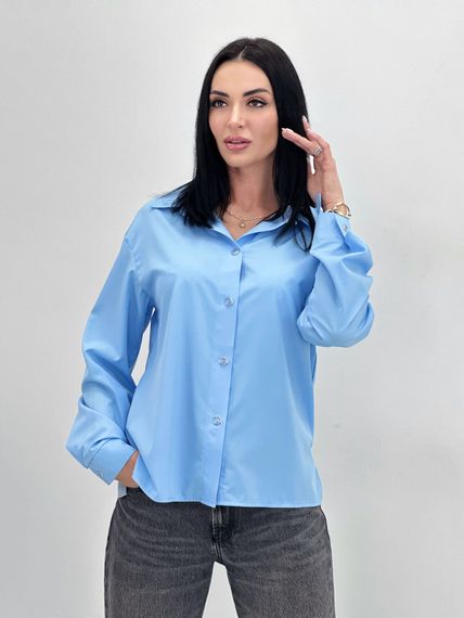Женская легкая блуза с подворачиваевым рукавом GF4213 цвет голубой, размер 50/52
