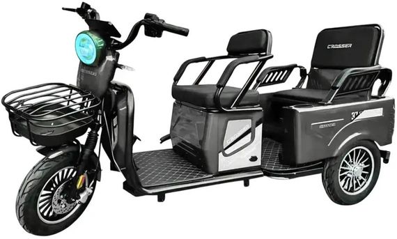 Электротрайк Crosser Transit TR-5 1500W 72V 24Ah, грузовой трехколесный электроскутер до 60 км, 3 места Сірий