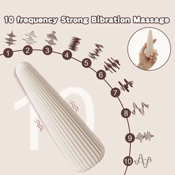 Вибратор-конус рельефный Sweet Em, 10 режимов, бежевый, 12.8 х 3.8 см Sex Aura | Зображення 5