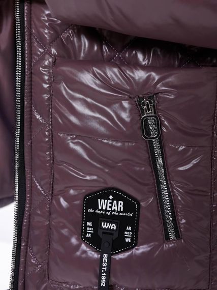 Жіноча стьобана куртка з блиском, арт.504, шоколад | Зображення 1