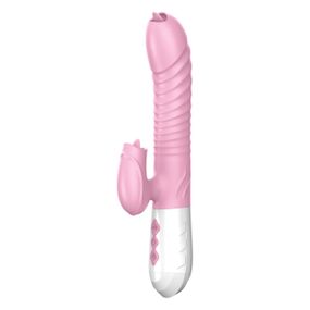 Вібратор - Silicone Vibrator USB 7 Function and Thrusting Function / Heating Pink Sex Aura