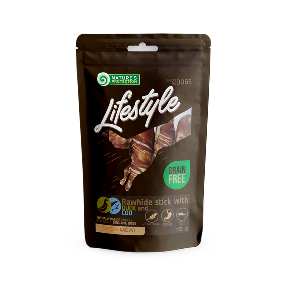 Роли з качки і тріски Nature's Protection Lifestyle Snack For Dogs Rawhide Sticks With Duck And Cod Rolls 75 гр