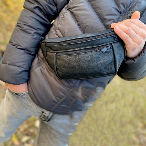 Мужская бананка из натуральной кожи, Бананка для мужчин, Бананка напоясная сумка, бананка вместительная | Зображення 3