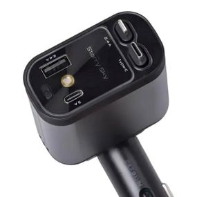 Автомобильное зарядное устройство LED-проекция, с быстрой зарядкой и выдвижными кабелями Apple Lightning/USB-С HP-B1
