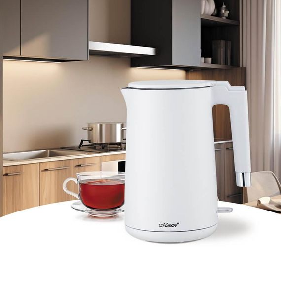 Електрочайник Maestro MR-026-WHITE, 1.7 л, 1800 Вт, з подвійними стінками | Зображення 1