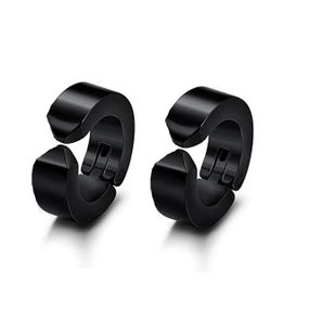 Мужские серьги в форме кольца маленькие из стали Circle Edge черный