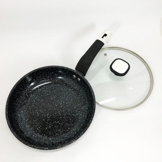 Сковорода UNIQUE UN-5114 22 см із кришкою граніт світлий багатошарове покриття | Зображення 1