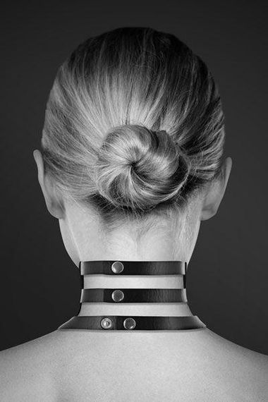 Чокер потрійний з кільцем для повідця Bijoux Pour Toi - FETISH, екошкіра | Зображення 1