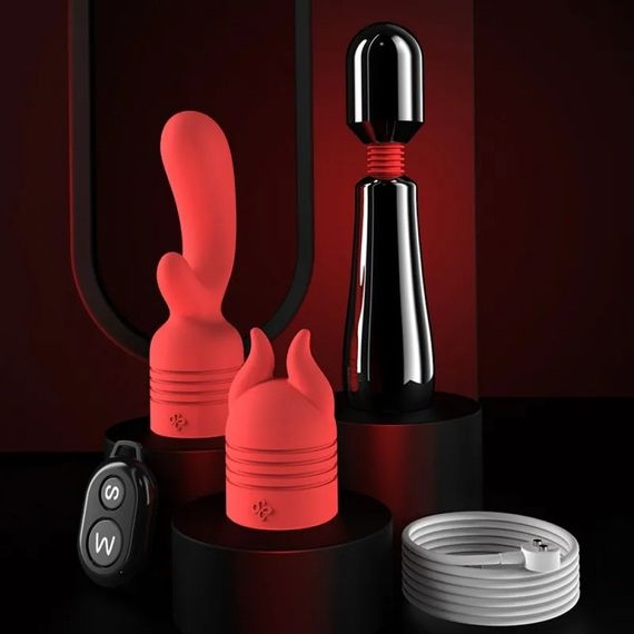 Вібратор мікрофон металевий з 2-ма насадками білий | Зображення 3