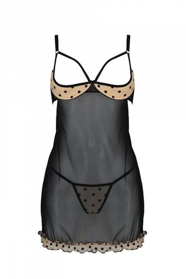 Еротичний пеньюар Passion MARINA CHEMISE, XXL/XXXL, beige | Зображення 2